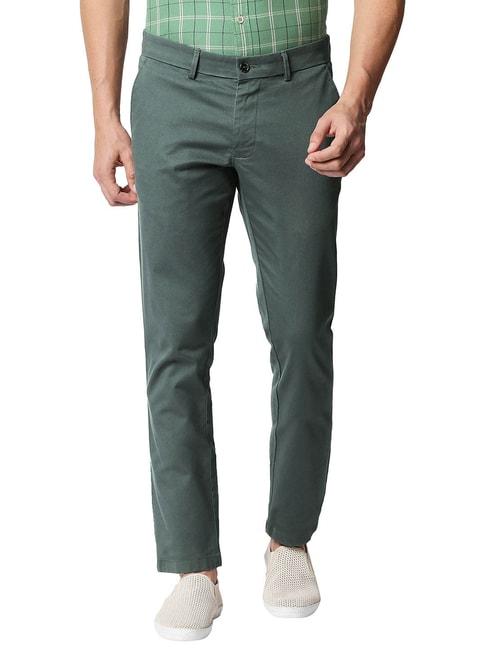 Basics Mid Green Tapered Fit Trousers