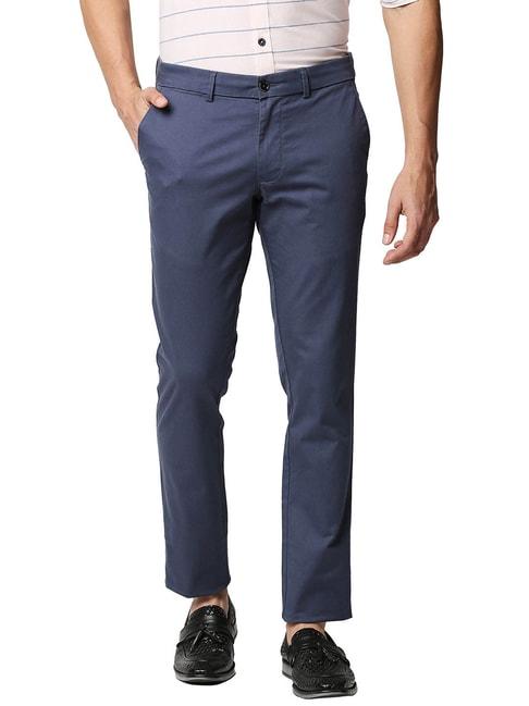 Basics Mid Blue Tapered Fit Trousers