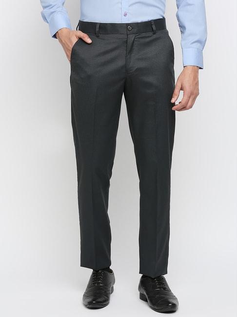 Solemio Dark Grey Flat Front Trousers