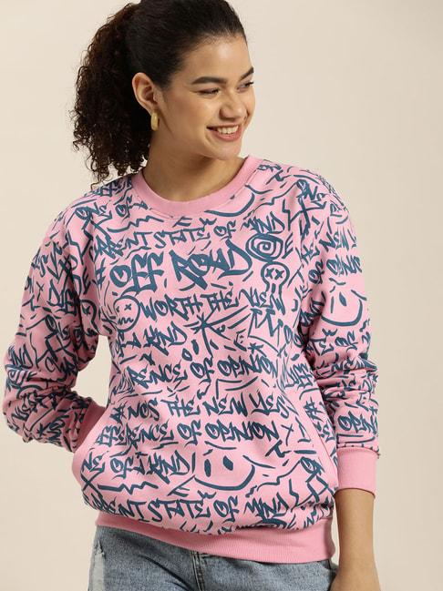 Difference of Opinion Pink & Blue Printed Sweatshirt