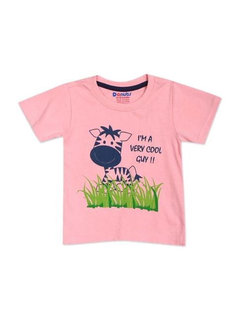 Donuts Kids Pink Cotton Graphic Print T-Shirt
