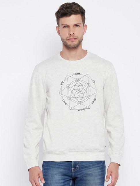 Crimsoune Club Grey Cotton Regular Fit Printed Sweatshirt