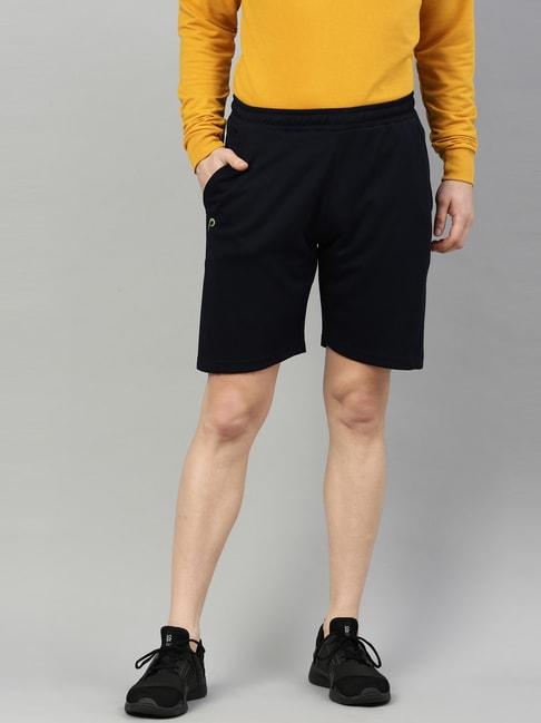Proline Navy Cotton Regular Fit Printed Shorts