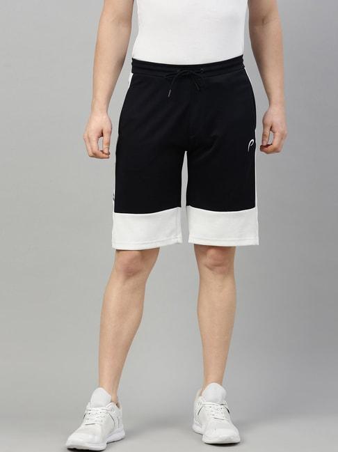 Proline Navy Cotton Regular Fit Colour Block Shorts