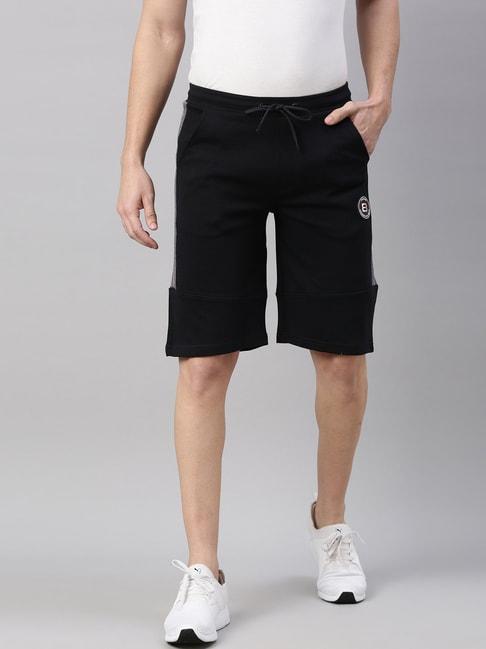Proline Navy Cotton Regular Fit Striped Shorts