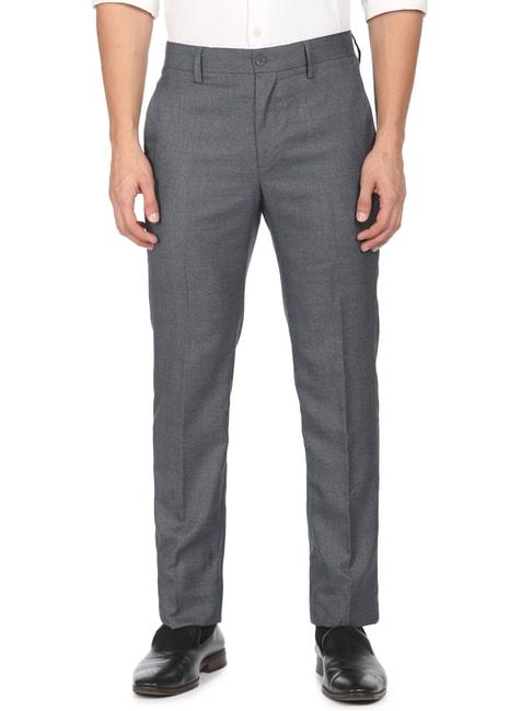 Excalibur Grey Slim Fit Checks Trousers