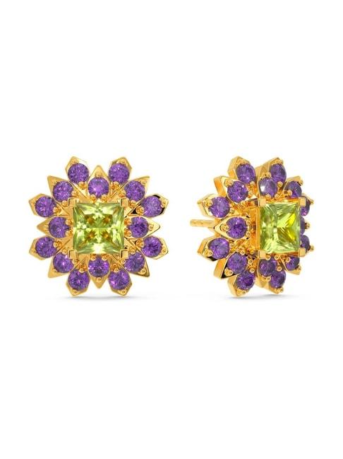 Melorra 18k Gold Floral Glitter Earrings for Women