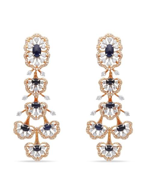 CKC 18k Gold & Diamond Earrings with Rose-Gold Polish for Women