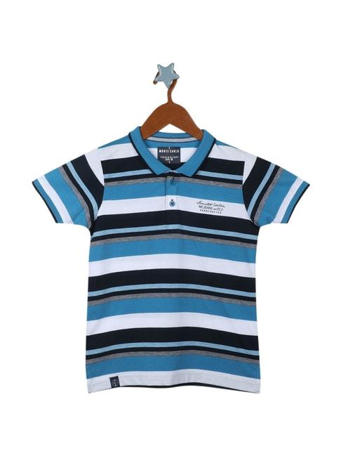 Monte Carlo Kids Turquoise Striped Polo T-Shirt