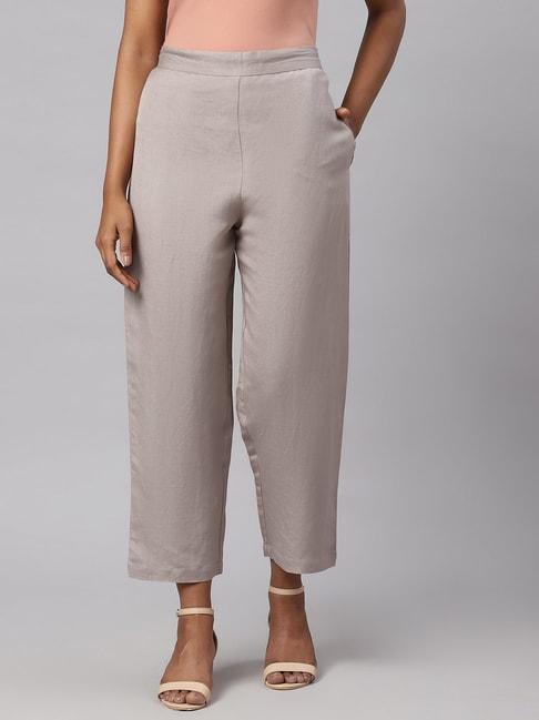 Linen Club Woman Grey Elasticated Pants