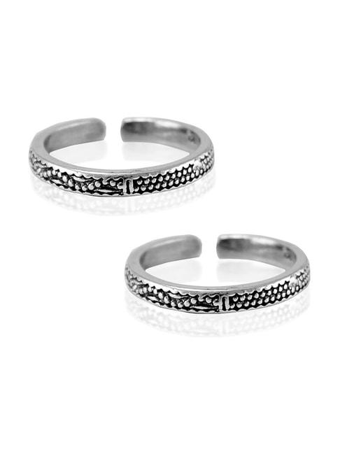 Taraash 92.5 Sterling Silver Antique Toe Rings for Women - Set of 2