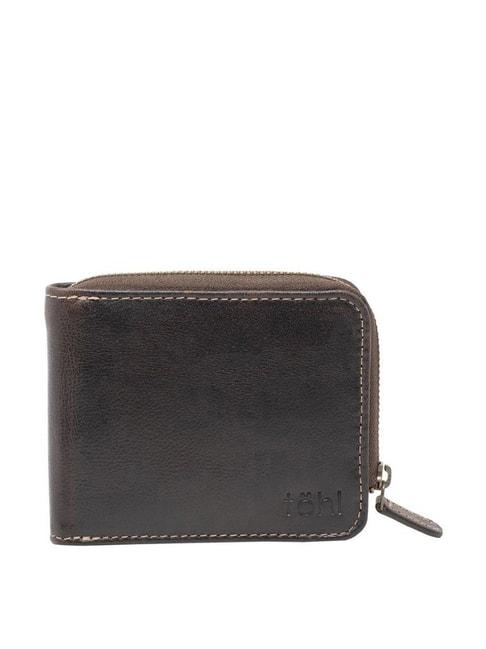 Tohl Brown Casual Leather Zip Around Wallet for Men