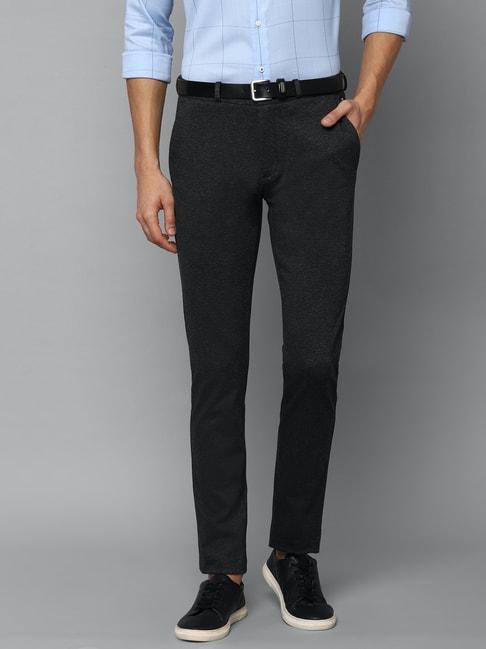 Louis Philippe Sport Charcoal Slim Fit Flat Front Trousers