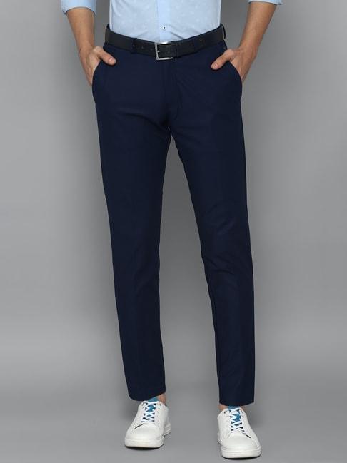 Louis Philippe Sport Navy Slim Fit Flat Front Trousers