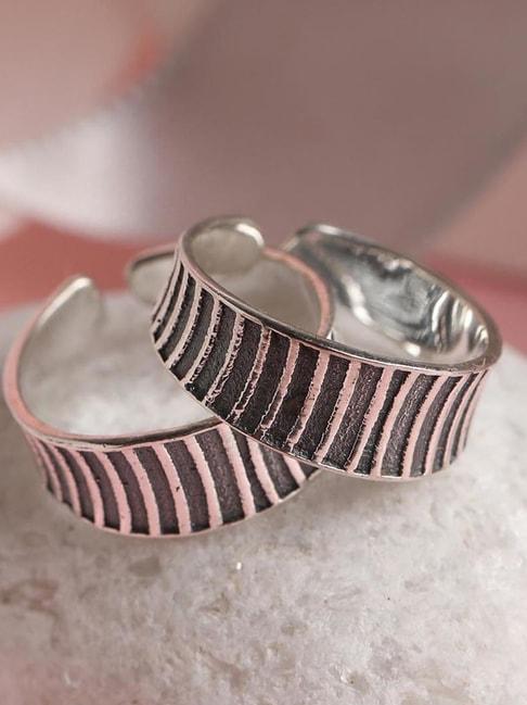 Clara 92.5 Sterling Silver Oxidized Toe Rings for Women