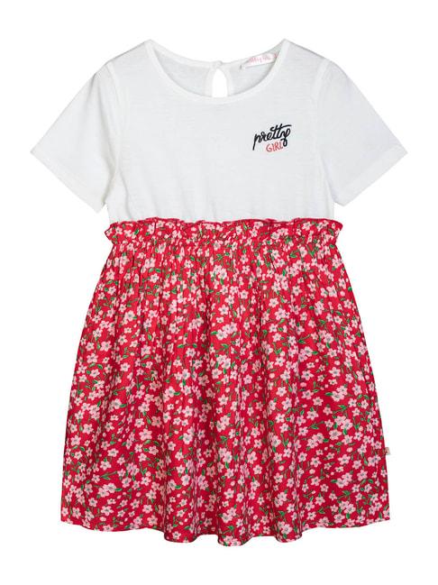 Budding Bees Kids Red & White Floral Print Dress