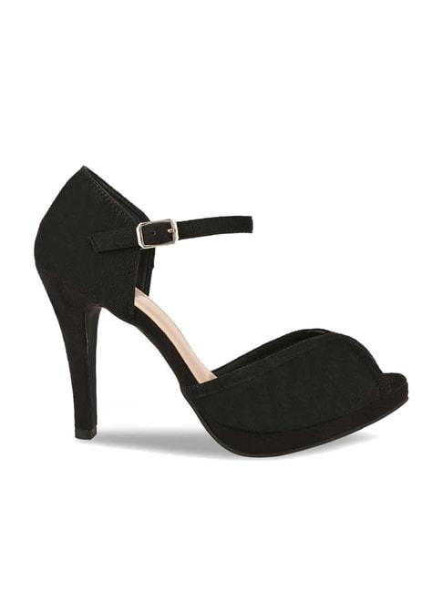 Rocia by Regal Women's Black Ankle Strap Stilettos