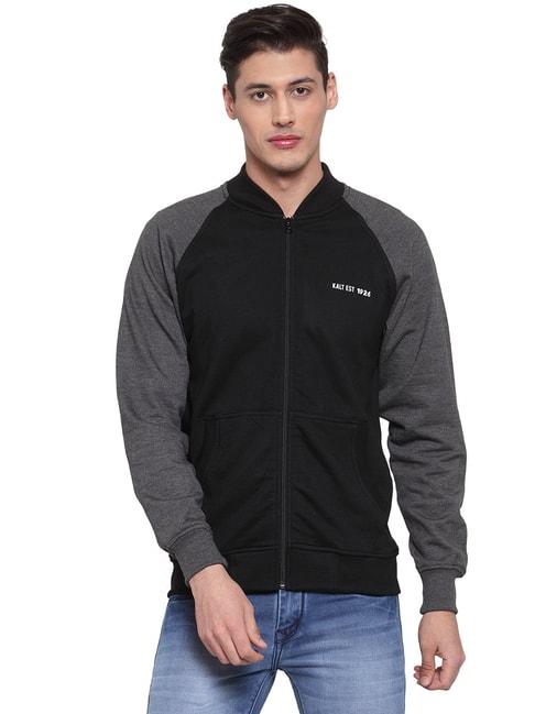 Kalt Black & Dark Grey Full Sleeves Sweatshirt