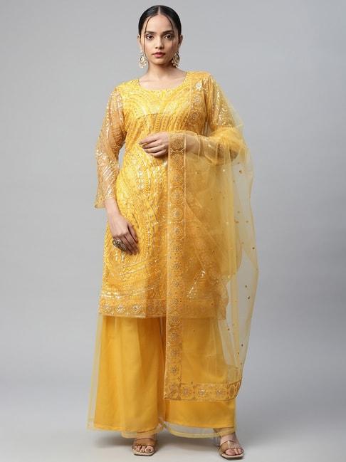 READIPRINT FASHIONS Yellow Embellished Unstitched Dress Material