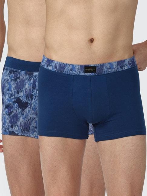 Peter England Blue Printed Trunks - Pack of 2