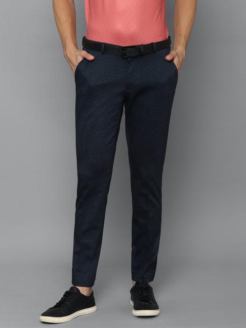 Louis Philippe Sport Navy Slim Fit Flat Front Trousers