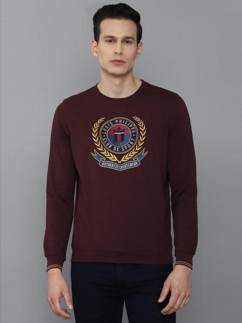 Louis Philippe Sport Brown Cotton Regular Fit Printed SweatShirt