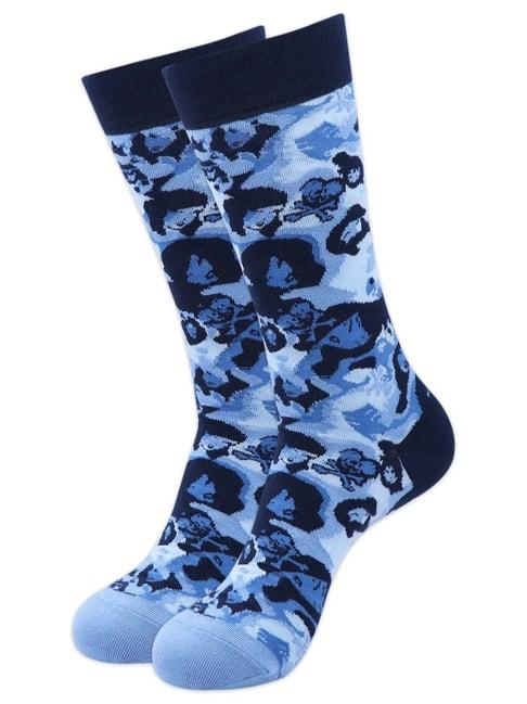 Balenzia Blue Free Size Printed Socks
