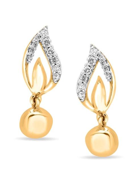 Mia by Tanishq 14 KT Yellow Gold Diya Diamond Drop Earrings