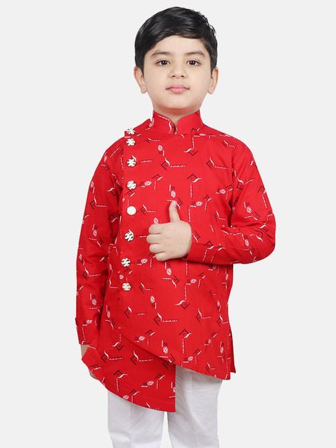 SG Yuvraj Kids Red Printed Full Sleeves Kurta