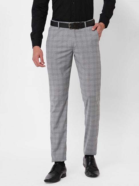 SOLEMIO Grey Regular Fit Flat Front Trousers