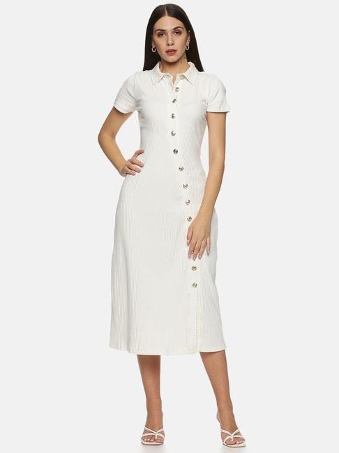 ISU White Cotton A-Line Dress
