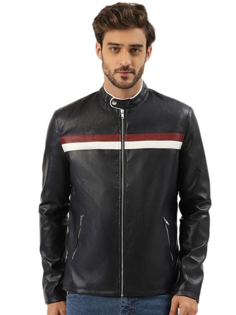 Leather Retail Black Striped Jacket