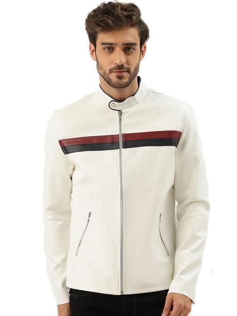 Leather Retail White Striped Jacket