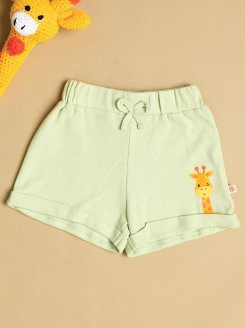 Greendigo Kids Green & Orange Printed Shorts