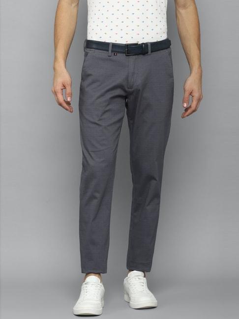 Louis Philippe Sport Grey Slim Fit Self Pattern Trousers