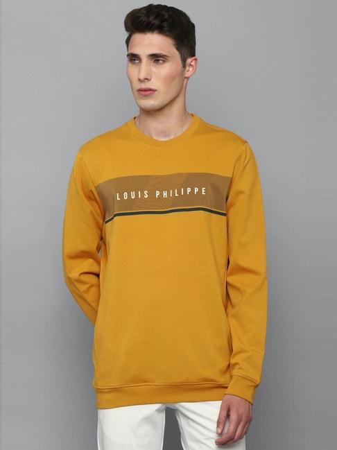 Louis Philippe Sport Yellow Cotton Regular Fit Printed SweatShirt