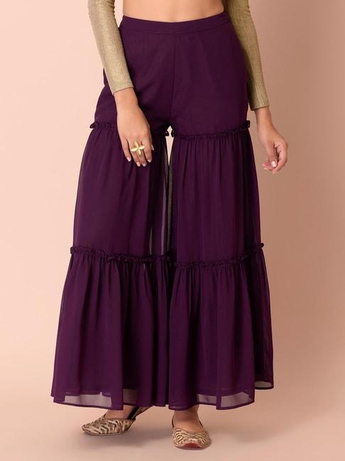 Indya Sangria Purple Georgette Sharara Pants