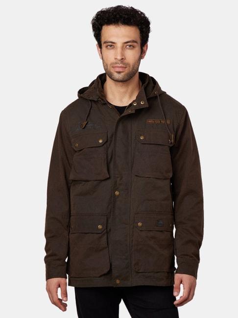 Royal Enfield Brown Full Sleeves Hooded Jacket