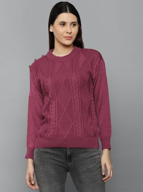 Allen Solly Wine Cotton Solid Sweater