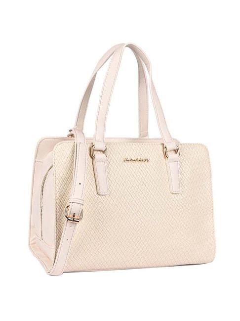 Marina Galanti Beige Textured Medium Bowler Handbag