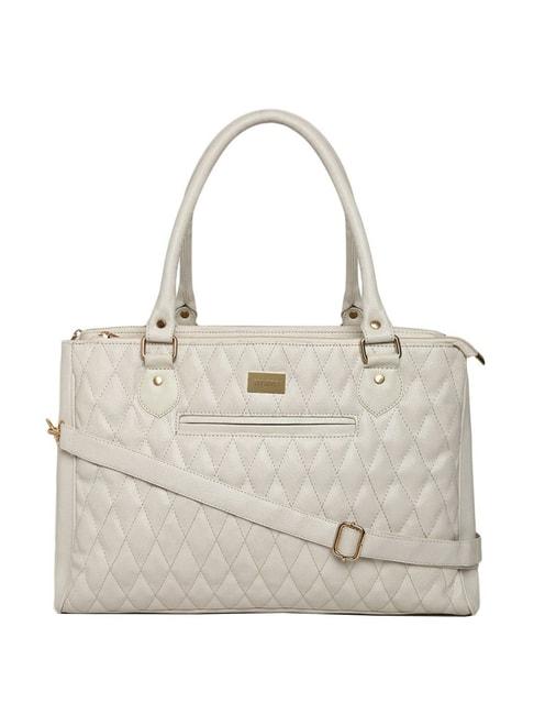KLEIO White Quilted Medium Handbag