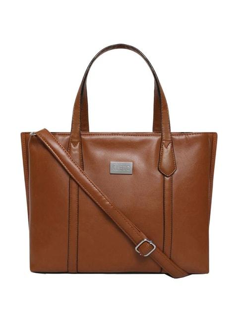 KLEIO Tan Solid Medium Handbag