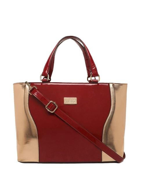 KLEIO Maroon Solid Medium Handbag