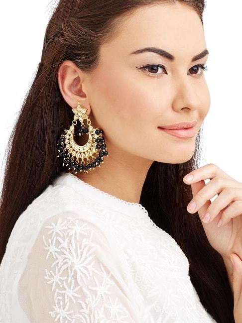 Imli Street Black & Golden Chand Bali Earrings