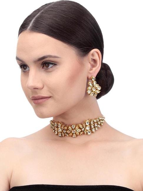 Imli Street Golden Necklace & Earring Set