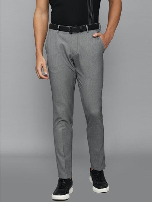 Louis Philippe Sport Grey Slim Fit Texture Trousers
