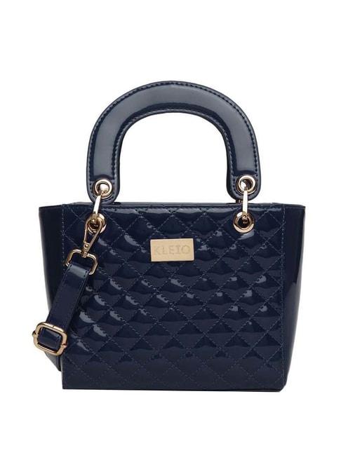 KLEIO Blue Quilted Medium Handbag