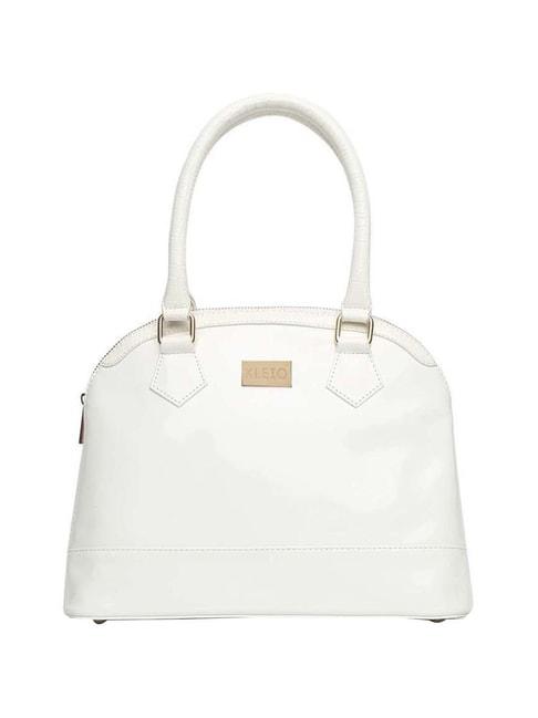 KLEIO White Solid Medium Handbag