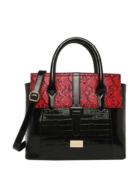 KLEIO Black Textured Medium Handbag