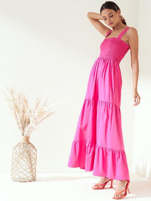 Femella Pink Cotton Regular Fit Gown